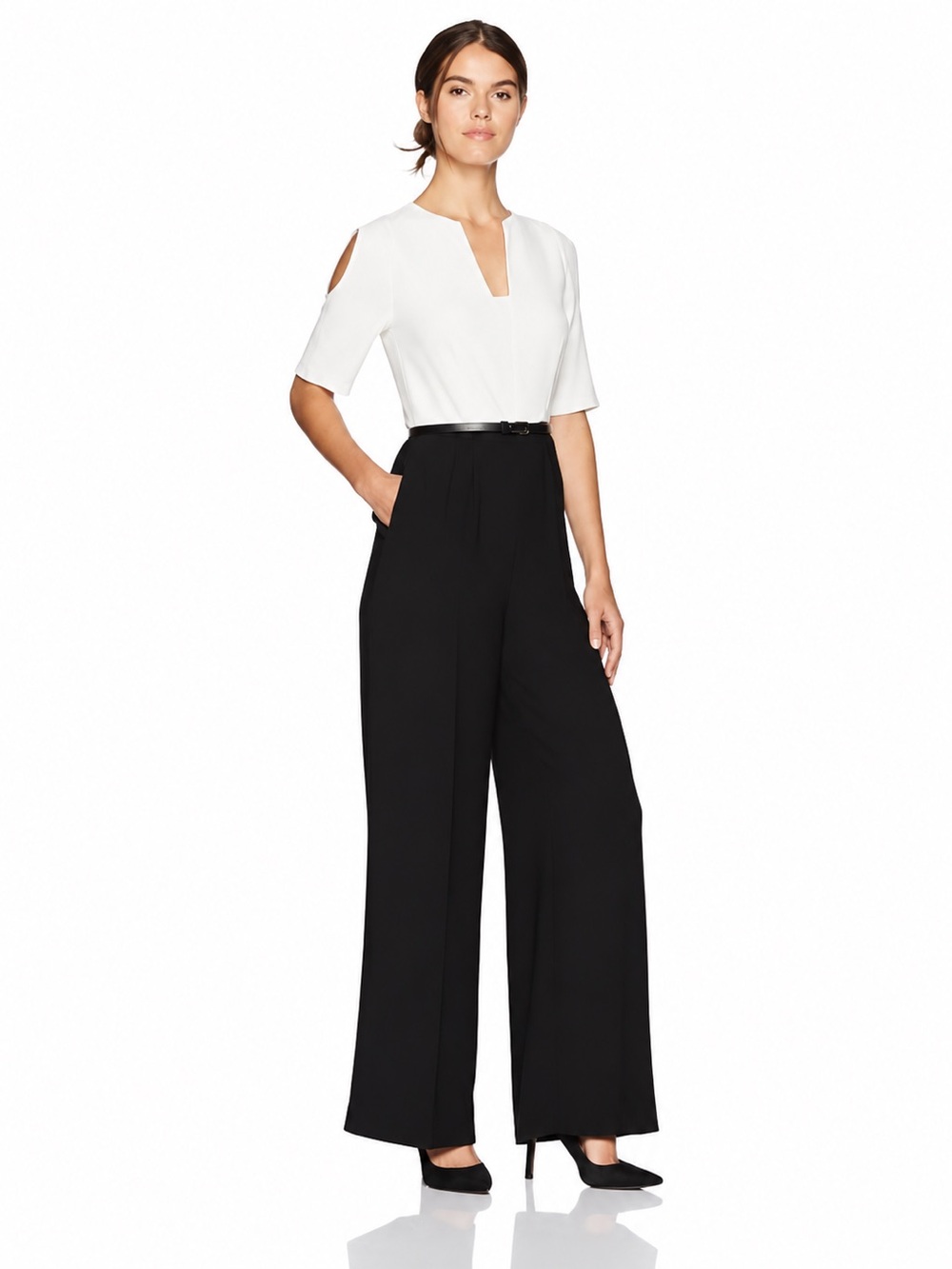 Ted Baker Color Block Belted Jumpsuit Black Size 0 NWOT